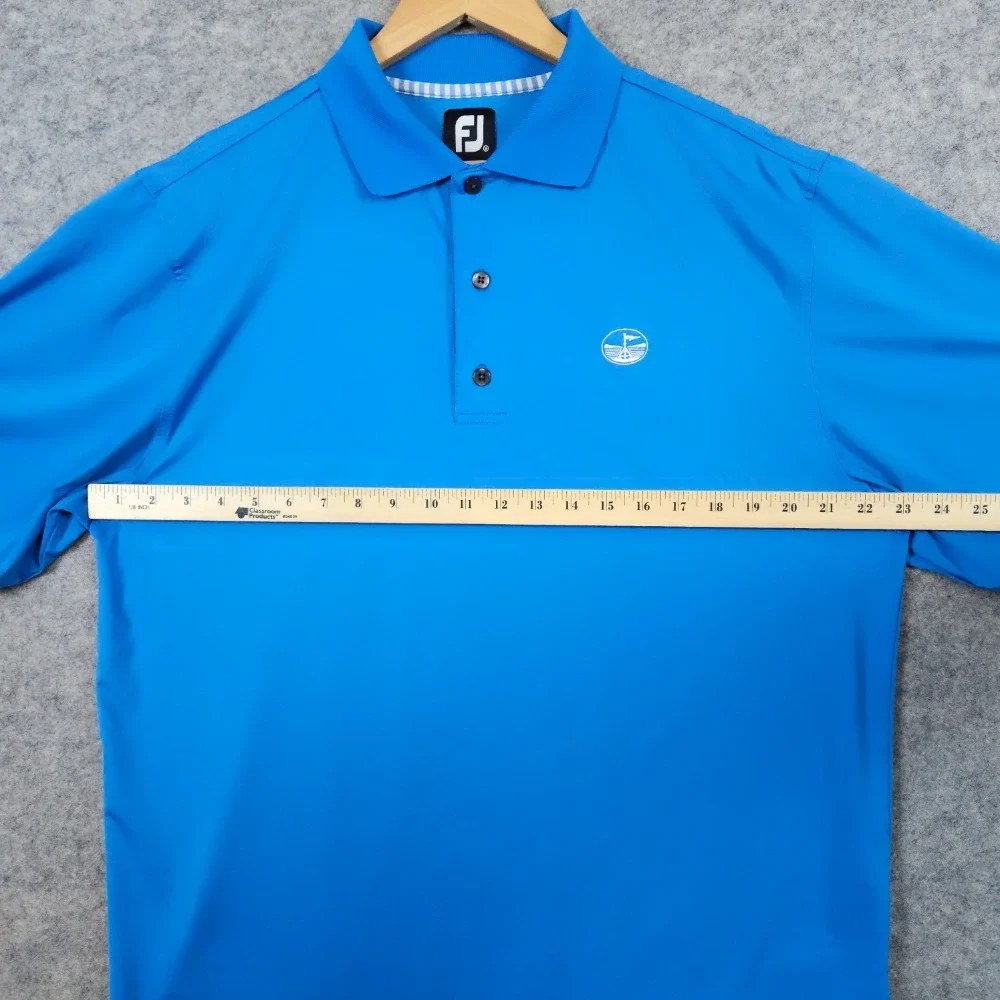 FootJoy Men's‎ Blue Golf Polo Shirt Size M Polyester/Spandex Embroidered PINHOLE
